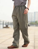 WIAOFELLAS  -  Spring Summer Thin Pants Plus Size 6XL Men's Loose Casual Trousers Cotton Elastic Waist Wide Leg Baggy Bottoms