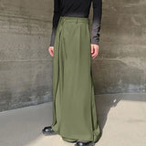 Wiaofellas  -  Men Wide Leg Pants Solid Color Button Joggers Loose Casual Irregular Trousers Men Streetwear Fashion Long Pants