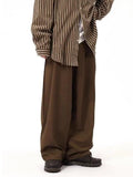 WIAOFELLAS  -  Loose Casual Pants Men's Korean Sle Trendy Drapey Thin Autumn Winter Floor-Length Wide Leg Pants Busin Casual Polyester