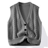 WIAOFELLAS  -  Cardigan Sweater for Men Autumn Winter Casual Knit Coat Loose Vest Sleeveless Vest for Men Sleeveless Cardigan Sweater Fashion
