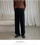 WIAOFELLAS  -  Winter Thick Woolen Pants Men Warm Fashion Cotton Black/Brown Suit Pants Men Loose Straight Pants Mens Casual Trousers S-2XL