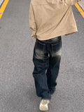 WIAOFELLAS  -  Autumn New Men's Jeans Casual Vintage Washed Denim Pants Straight Wide Leg Loose Male Trousers Korean Style