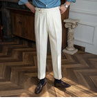 WIAOFELLAS  -  Neapolitan Men's Casual Busin Pants Autumn Season Slim Fit Briti Sle Nine Point Straight Leg Trousers for Young Men