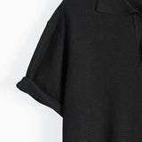 WIAOFELLAS  -  Fashion Summer Men's Ice Silk Lapel Slim Polo Short Sleeve V-neck Striped Knit T-Shirt Layer Top Men Tees Shirt For Male Clothes