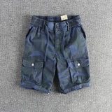 WIAOFELLAS  -  Heavy wash to do old camouflage cargo casual shorts men's American retro trend summer new loose straight pants