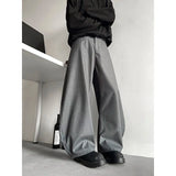 WIAOFELLAS  -  Grey Black Suit Pants Men Fashion Society Mens Dress Pants Korean Loose Casual Wide Leg Pants Mens Office Formal Trousers