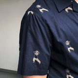 Wiaofellas  -  Animal Pattern Stitching Contrast Color Short Sleeve Shirt Summer Men Slim Casual Business Shirt Camisa Social Masculina