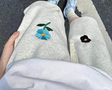 WIAOFELLAS  -  Fashion Embroidered Flower Sports Shorts Men's 2025 Summer New Trendy Couple Five-point Pants Male Handsome Stylish Short Pants