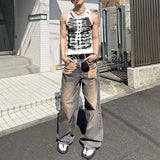 Wiaofellas  -  Mens Street Tie-Dye Tight-Fitting Sports Vest Genderless Sexy Fashion Youth Trendy Casual Printed Comfortable Vest Unisex