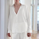 Wiaofellas  -  Men Shirt Patchwork See Through Lapel Long Sleeve Loose Men Clothing Streetwear Fashion Casual Male Shirts S-5XL