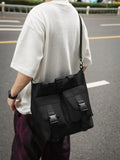 WIAOFELLAS  -  Crossbody bag men's large-capacity shoulder bag women's leisure messenger bag students' class bag solid color handbag