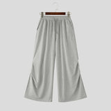 Wiaofellas  -  Men Pants Solid Color Drawstring Joggers Workout Casual Sweatpants Men Streetwear Loose Fashion Male Long Trousers