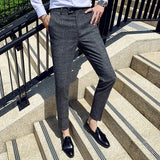 Wiaofellas  -  Men Casual Plaid Suit Pants Fashion Men's Slim Fit Business Social Dress Pants Formal Wedding Social Party Male Trousers