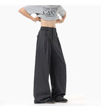 WIAOFELLAS  -  simple men's casual trousers pleated design new solid color wide leg bottom loose straight thin male pants summer