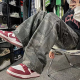 WIAOFELLAS  -  Spring Autumn Streetwear Jeans Man High Waist Cargo Pants Straight Jeans Fashion Straight Baggy Pants Denim Trousers