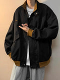WIAOFELLAS  -  Spring and Autumn New Classic Simple Fashion Stand Collar Jacket Men's Casual Relaxed Comfortable Breathable Coat B115