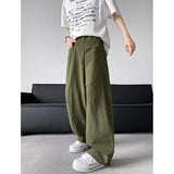 WIAOFELLAS  -  Korean Men's Casual Pants Trendy Solid Color Loose Straight Wide Leg Trousers Y2k Pantalones Hombre Baggy Overall Cargo Pants