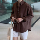 WIAOFELLAS  -  Large size men's long-sleeved shirt men's spring and summer Korean style high-end casual shirt design niche jacket