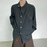 WIAOFELLAS  -  Summer Men's Solid Color Long-Sleeved Shirt American Retro Fashion Trend High Street Loose Casual Breathable Niche Men's Tops