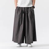 WIAOFELLAS  -  Summer Chinese Style Wide Leg Pants Men Loose Joggers Trousers Male Linen Straight Elastic Waist Hip Hop Full Length Pants