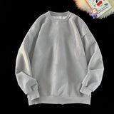 WIAOFELLAS  -  Autumn New Men's Long Sleeved Sweater Hong Kong Style Youth Solid Color Casual Simple Loose Round Neck
