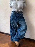 WIAOFELLAS  -  American Retro Waed Patchwork Knife  Denim Jeans High Waist Straight Leg Casual Pants for Men And Women Summer Streetwear