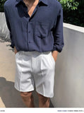 Wiaofellas  -  Korean Cotton and Linen Shirt Men's Long-sleeved Spring and Summer Thin Casual Loose Linen Shirt