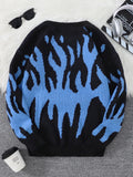 WIAOFELLAS  -  New Popular Fire Pattern Pullover Ripped Sweater Casual Round Neck Knitted Men's Gift Pullover