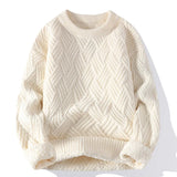 Wiaofellas  -  Autumn Winter New Men Thickened Knit Sweater Warm Coat O Neck Sweaters Pullover Jumpers Top Teenager Student Knitted Sweatshirts
