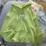 WIAOFELLAS  -  Autumn Winter Heart Print Hoodie Unisex Couple Style Polyester Fiber Full Sleeve Streetwear Trendy Top for Men And Women