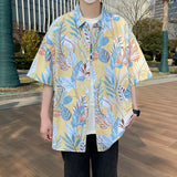 WIAOFELLAS  -  Summer Tropical Plants Printed Men's Shirts Hawaiian Beach Short Sleeved Man Floral Shirt Plus Size Loose Mens Blouse Streetwear