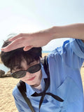 WIAOFELLAS  -  Blue Sun Protection irt for Men Summer Trendy Loose Fit Long Sve Youthful Sle Clean Cut Boys Faion Outerwear