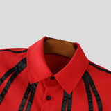 WIAOFELLAS  -  Men Shirt Patchwork Color-block Lapel Long Sleeve Men Clothing Loose Streetwear Fashion Casual Tops Male Shirts S-5XL