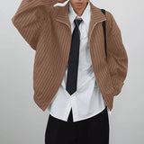 WIAOFELLAS  -  Men Jackets Striped Lapel Long Sleeve Zipper Loose Casual Male Coats Streetwear Fashion Leisure Thin Jackets Men S-5XL