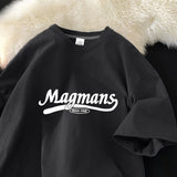 WIAOFELLAS  -  New Summer Cotton Short-sleeved Shirt Men Women Loose Versatile Fashion English Printing Trend Round Neck Half-sleeved Aesthetic