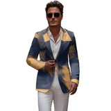 WIAOFELLAS  -  Hot Sell High-end Summer Wedding Suits for Men Color Block Yellow Notch Lapel Groom Slim Casual Beach Set Europe US Size