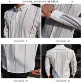WIAOFELLAS  -  High-quality Men's Striped Shirts Business Casual Button Down Long Sleeve Men Dress Shirt Wedding Party Formal Mens Clothing 5XL