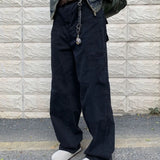 WIAOFELLAS  -  New Autumn and Winter Fashion Korean Version Patchwork Retro Workwear Wide Leg Loose and Versatile Handsome Youth Casual Pants