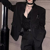 WIAOFELLAS  -  Spring And Summer Men's Solid Color Stitching Long-Sleeved Shirt Retro Fashion Trend High Street Loose Casual Niche Men's Tops