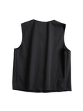 WIAOFELLAS  -  Men's Japanese Casual Vest, Retro Workwear Style, 100% Cotton Pocket Detail, Loose Fit for Outdoor and Cafe Work