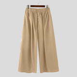 WIAOFELLAS  -  Men Wide Leg Pants Solid Color Joggers Loose Elastic Waist Trousers Men Streetwear Fashion Casual Long Pants S-5XL