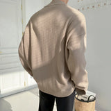 WIAOFELLAS  -  Single Korean Breasted V Collar Kintted Cardigan Sweater Men's Outerwear Trendy Handsome Mens Knitwear Spring Autumn 2Y4422