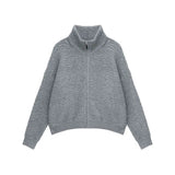 WIAOFELLAS  -  Lazy style soft glutinous turtleneck zipper cardigan sweater jacket men's autumn and winter Korean simple knitted sweater