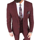WIAOFELLAS  -  Fashion Plaid Men's Suits 3 Piece Chic Peak Lapel Single Breasted Outfits Prom Wedding Party Tuxedos (Jacket+Vest+Pants)