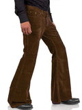 Wiaofellas  -  Men's Corduroy Vintage Bell Bottom Pants 70s Disco Stretchy Flared Pants Slim Fit 60s 70s Outfits for Men Bell Bottom Trousers