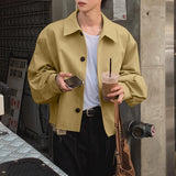 WIAOFELLAS  -  Men Jackets Solid Lapel Long Sleeve Button Loose Male Thin Coats Streetwear Korean Style Fashion Casual Outerwear Men