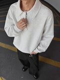 WIAOFELLAS  -  Stylish Solid Color Men's Polo Shirts Long Sleeve Zipper Turn-down Collar Polo Shirt Spring Autumn Casual Mens Pullover Tops