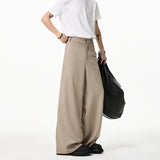 WIAOFELLAS  -  Khaki Suit Pants Men Fashion Society Mens Black Dress Pants Korean Loose Wide Leg Pants Mens Office Formal Trousers M-3XL
