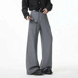 WIAOFELLAS  -  New Simple Men's Suit Pants Solid Color Casual Splicing Bottom Wide Leg Loose Male Spring Trousers Menswear Korean