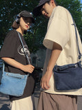 WIAOFELLAS  -  Personality washed denim bag men's new shoulder bag simple Joker Messenger bag fashion sports mobile phone bag
